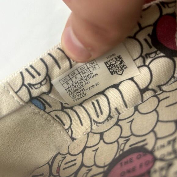 Toms Boardwalk Venice Canvas Platform Slip Ons Flats White Black Monogram Womens - Picture 9 of 10